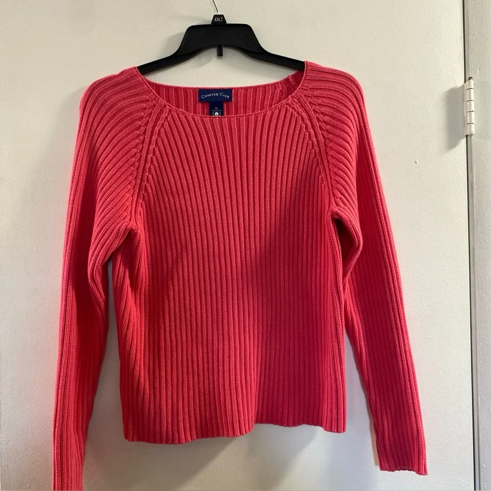 Charter‎ Club Women's Coral Ribbed Sweater